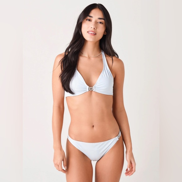 Tory Burch Women's Miller Halter Bikini Top in Spring Blue Size XL - Picture 1 of 8